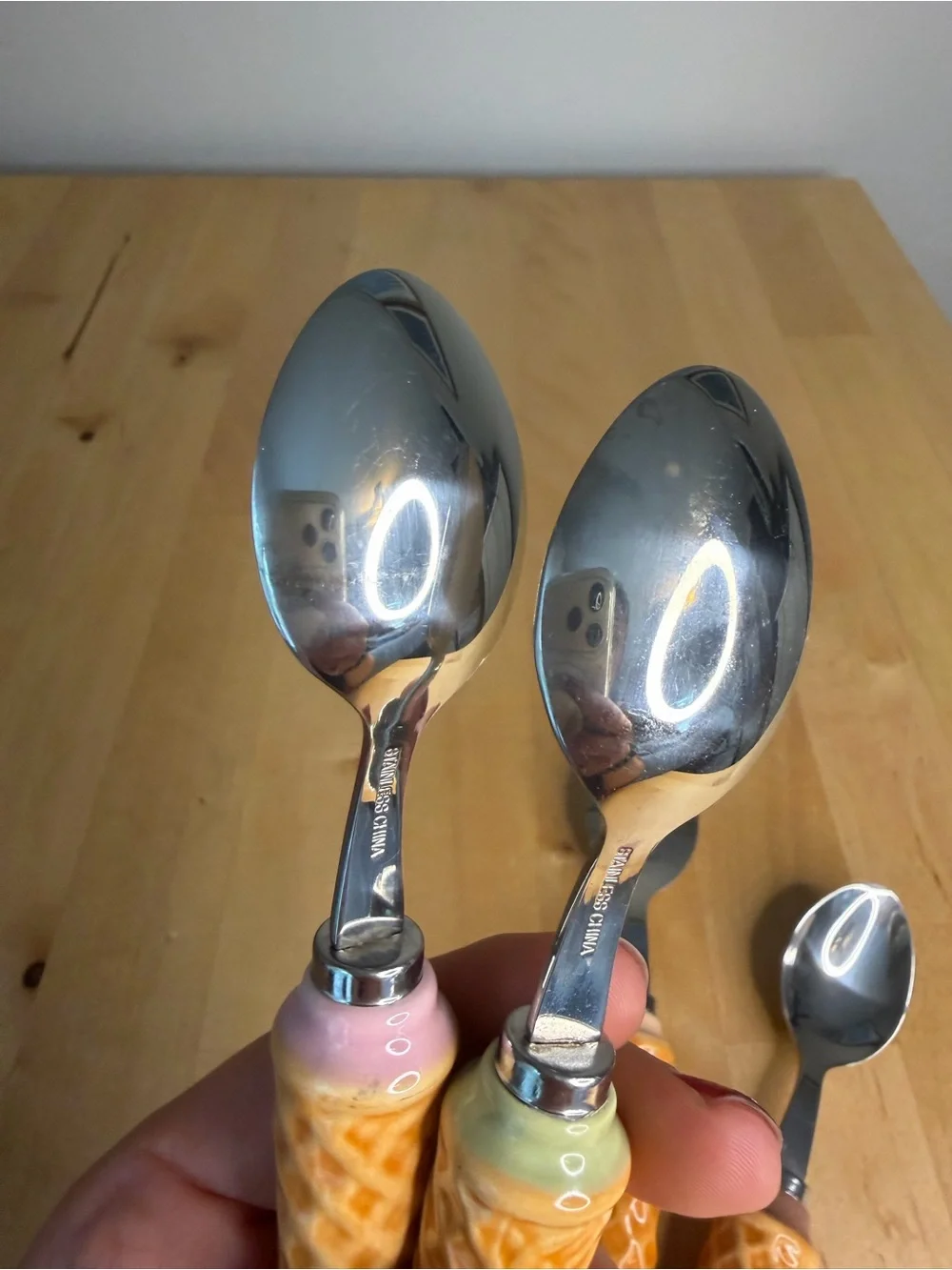 Ice Cream Cone Handle Dessert Spoons - Set of 4